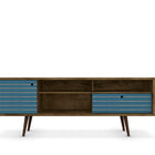 Manhattan Comfort Liberty Mid-Century Modern 71" TV Stand in Rustic Brown and Blue Slate