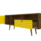 Manhattan Comfort Liberty Mid-Century Modern 71" TV Stand in Rustic Brown and Yellow