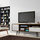 Manhattan Comfort Liberty Mid-Century Modern 71" TV Stand in Rustic Brown and White