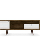 Manhattan Comfort Liberty Mid-Century Modern 71" TV Stand in Rustic Brown and White