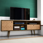 Manhattan Comfort Liberty Mid-Century Modern 71" TV Stand in Rustic Brown and Natural