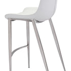 Zuo Magnus Barstool (Set of 2) White & Silver