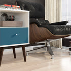 Manhattan Comfort Liberty Mid-Century Modern 18" Nightstand in Aqua Blue and White (1-Drawer)