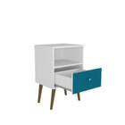 Manhattan Comfort Liberty Mid-Century Modern 18" Nightstand in Aqua Blue and White (1-Drawer)
