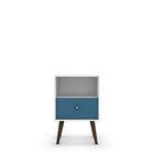 Manhattan Comfort Liberty Mid-Century Modern 18" Nightstand in Aqua Blue and White (1-Drawer)