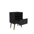 Manhattan Comfort Liberty Mid-Century Modern 18" Nightstand in Black (1-Drawer)