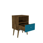 Manhattan Comfort Liberty Mid-Century Modern 18" Nightstand in Rustic Brown and Blue Slate (1-Drawer)
