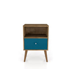 Manhattan Comfort Liberty Mid-Century Modern 18" Nightstand in Rustic Brown and Blue Slate (1-Drawer)