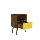 Manhattan Comfort Liberty Mid-Century Modern 18" Nightstand in Rustic Brown and Yellow (1-Drawer)