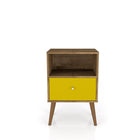 Manhattan Comfort Liberty Mid-Century Modern 18" Nightstand in Rustic Brown and Yellow (1-Drawer)