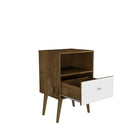 Manhattan Comfort Liberty Mid-Century Modern 18" Nightstand in Rustic Brown and White (1-Drawer)