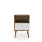 Manhattan Comfort Liberty Mid-Century Modern 18" Nightstand in Rustic Brown and White (1-Drawer)