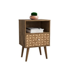 Manhattan Comfort Liberty Mid-Century Modern 18" Nightstand in Rustic Brown and Natural (1-Drawer)