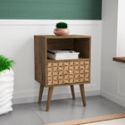 Manhattan Comfort Liberty Mid-Century Modern 18" Nightstand in Rustic Brown and Natural (1-Drawer)