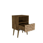 Manhattan Comfort Liberty Mid-Century Modern 18" Nightstand in Rustic Brown and Natural (1-Drawer)