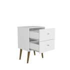Manhattan Comfort Liberty Mid-Century Modern 18" Nightstand in White (2-Drawer)