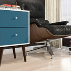 Manhattan Comfort Liberty Mid-Century Modern 18" Nightstand in Aqua Blue and White (2-Drawer)