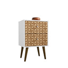 Manhattan Comfort Liberty Mid-Century Modern 18" Nightstand in Natural and White (2-Drawer)