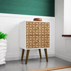 Manhattan Comfort Liberty Mid-Century Modern 18" Nightstand in Natural and White (2-Drawer)