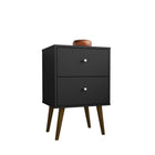 Manhattan Comfort Liberty Mid-Century Modern 18" Nightstand in Black (2-Drawer)