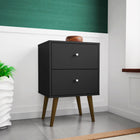 Manhattan Comfort Liberty Mid-Century Modern 18" Nightstand in Black (2-Drawer)