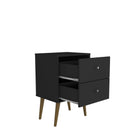 Manhattan Comfort Liberty Mid-Century Modern 18" Nightstand in Black (2-Drawer)