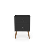 Manhattan Comfort Liberty Mid-Century Modern 18" Nightstand in Black (2-Drawer)
