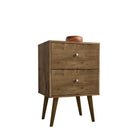 Manhattan Comfort Liberty Mid-Century Modern 18" Nightstand in Rustic Brown (2-Drawer)