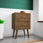 Manhattan Comfort Liberty Mid-Century Modern 18" Nightstand in Rustic Brown (2-Drawer)