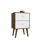 Manhattan Comfort Liberty Mid-Century Modern 18" Nightstand in Rustic Brown and White (2-Drawer)