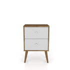 Manhattan Comfort Liberty Mid-Century Modern 18" Nightstand in Rustic Brown and White (2-Drawer)