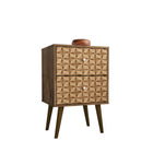 Manhattan Comfort Liberty Mid-Century Modern 18" Nightstand in Rustic Brown and Natural (2-Drawer)