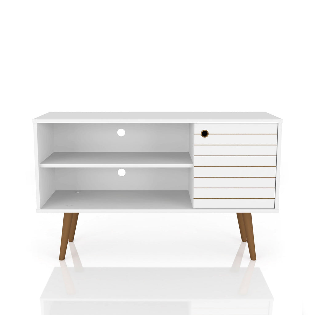 Manhattan Comfort Liberty Mid-Century Modern 43" TV Stand in White