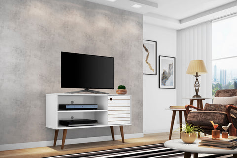 Manhattan Comfort Liberty Mid-Century Modern 43" TV Stand in White