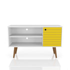 Manhattan Comfort Liberty Mid-Century Modern 43" TV Stand in White and Yellow