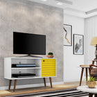 Manhattan Comfort Liberty Mid-Century Modern 43" TV Stand in White and Yellow