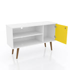 Manhattan Comfort Liberty Mid-Century Modern 43" TV Stand in White and Yellow