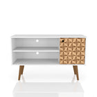 Manhattan Comfort Liberty Mid-Century Modern 43" TV Stand in Natural and White