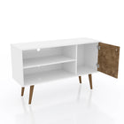 Manhattan Comfort Liberty Mid-Century Modern 43" TV Stand in Natural and White