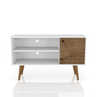 Manhattan Comfort Liberty Mid-Century Modern 43" TV Stand in White and Rustic Brown