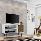 Manhattan Comfort Liberty Mid-Century Modern 43" TV Stand in White and Rustic Brown
