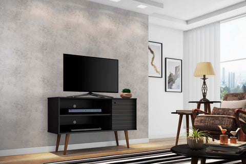 Manhattan Comfort Liberty Mid-Century Modern 43" TV Stand in Black