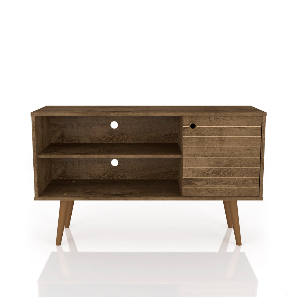 Manhattan Comfort Liberty Mid-Century Modern 43" TV Stand in Rustic Brown