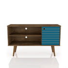Manhattan Comfort Liberty Mid-Century Modern 43" TV Stand in Rustic Brown and Blue Slate