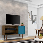 Manhattan Comfort Liberty Mid-Century Modern 43" TV Stand in Rustic Brown and Blue Slate