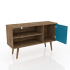 Manhattan Comfort Liberty Mid-Century Modern 43" TV Stand in Rustic Brown and Blue Slate