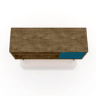 Manhattan Comfort Liberty Mid-Century Modern 43" TV Stand in Rustic Brown and Blue Slate