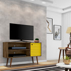 Manhattan Comfort Liberty Mid-Century Modern 43" TV Stand in Rustic Brown and Yellow