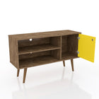 Manhattan Comfort Liberty Mid-Century Modern 43" TV Stand in Rustic Brown and Yellow