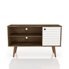 Manhattan Comfort Liberty Mid-Century Modern 43" TV Stand in Rustic Brown and White